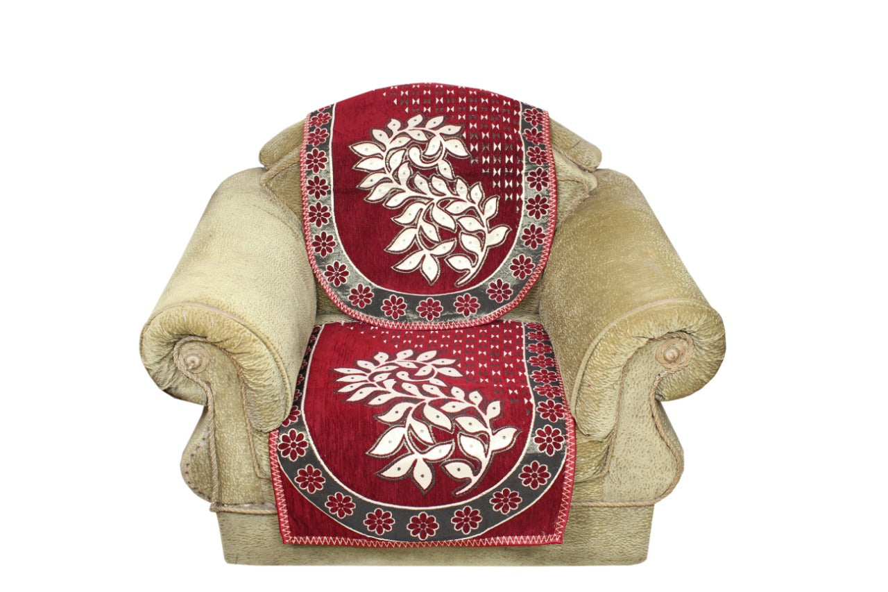 Floral 6 Piece Chenille Sofa Cover Set