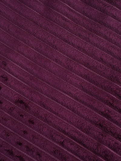 Purple 500 GSM Double Bed Stripes Patterned Sherpa Wool Blanket