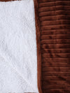 Brown 500 GSM Double Bed Stripes Patterned Sherpa Wool Blanket