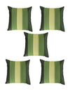 Green Set of 5 Stripes Printed Polyester Square Cushion Covers