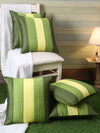 Green Set of 5 Stripes Printed Polyester Square Cushion Covers