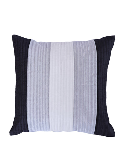 Striped Printed Polyester Cushion Cover Set of 5 - Off White & Navy Blue