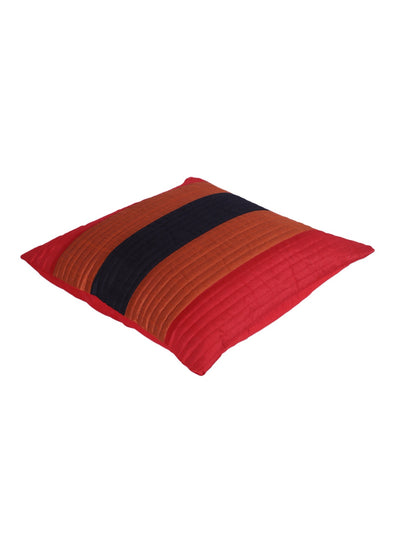 Striped Printed Polyester Cushion Cover Set of 5 - Orange & Red