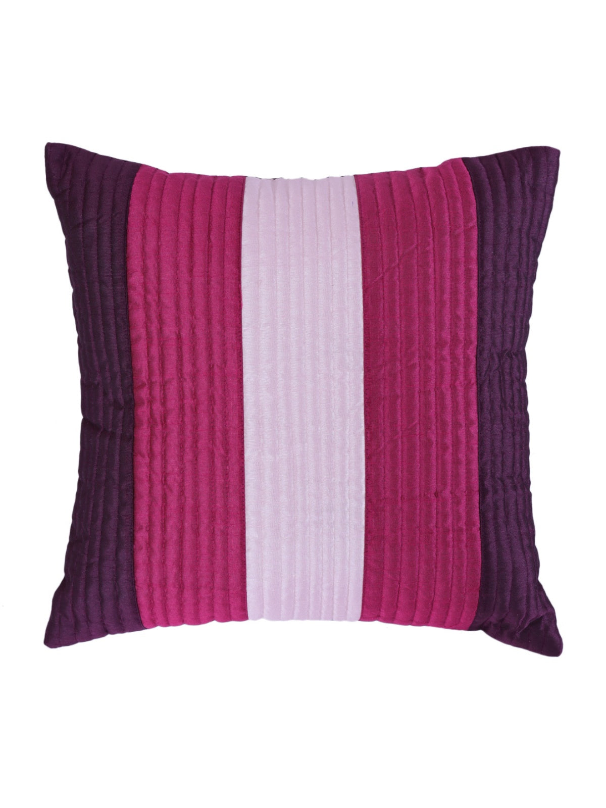 Striped Printed Polyester Cushion Cover Set of 5 - Pink & Purple