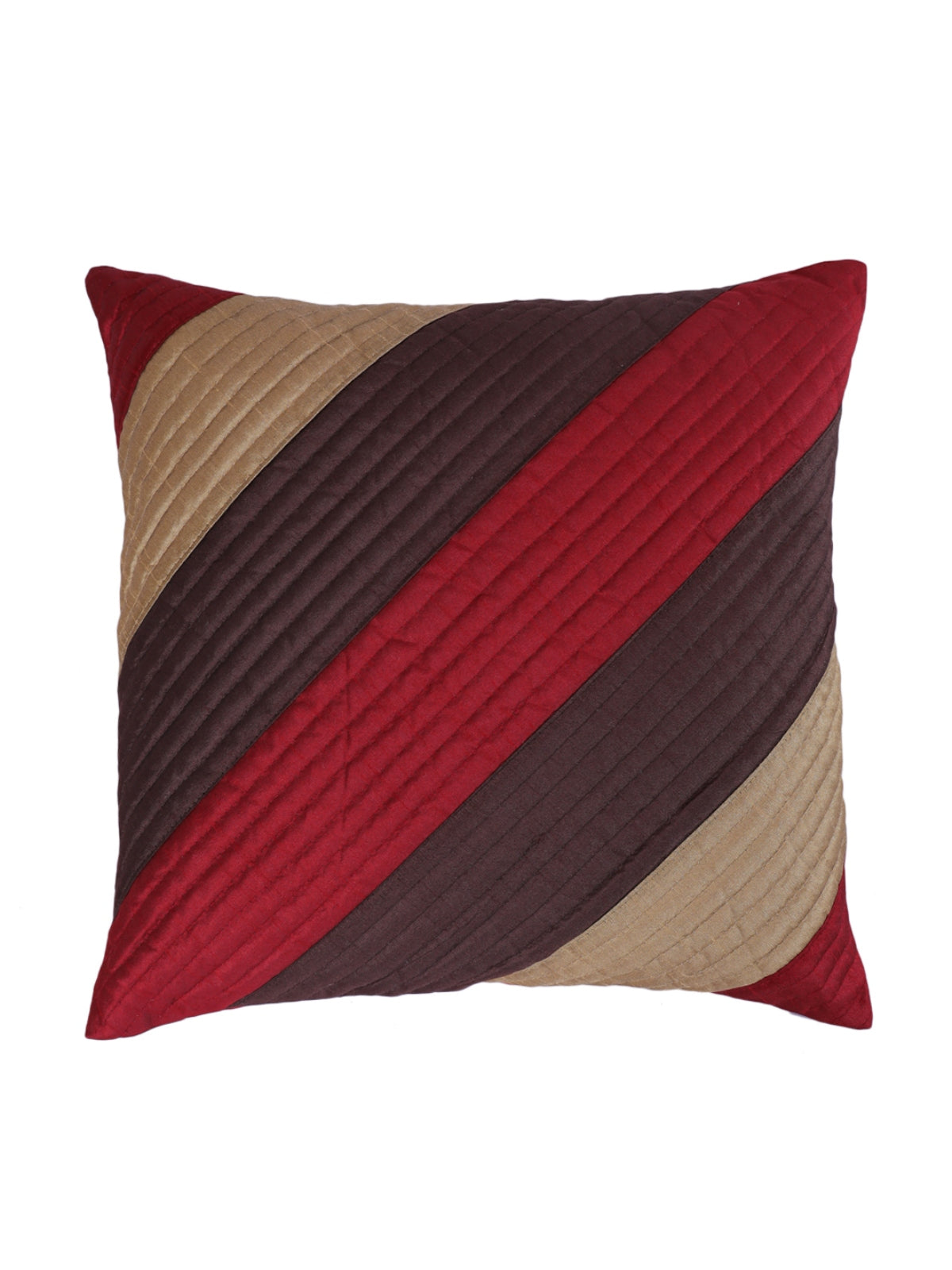 Striped Printed Polyester Cushion Cover Set of 5 - Brown & Beige