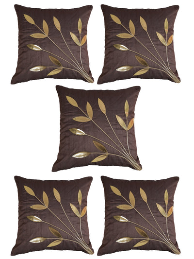 Coffee Brown Set of 5 Polyester 16 Inch x 16 Inch Cushion Covers