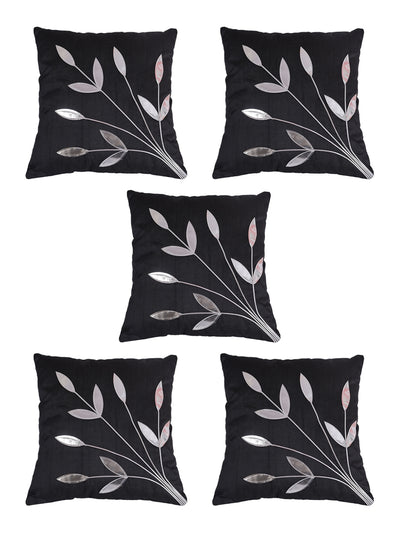 Black Set of 5 Polyester 16 Inch x 16 Inch Cushion Covers