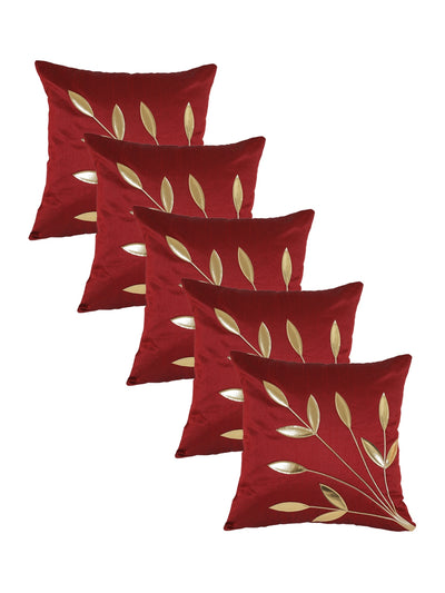 Red Set of 5 Polyester 16 Inch x 16 Inch Cushion Covers