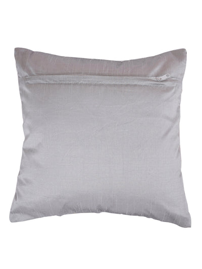 Polyester Ethnic Motifs Design Cushion Covers 16x16 Inches, Set of 5 - Silver