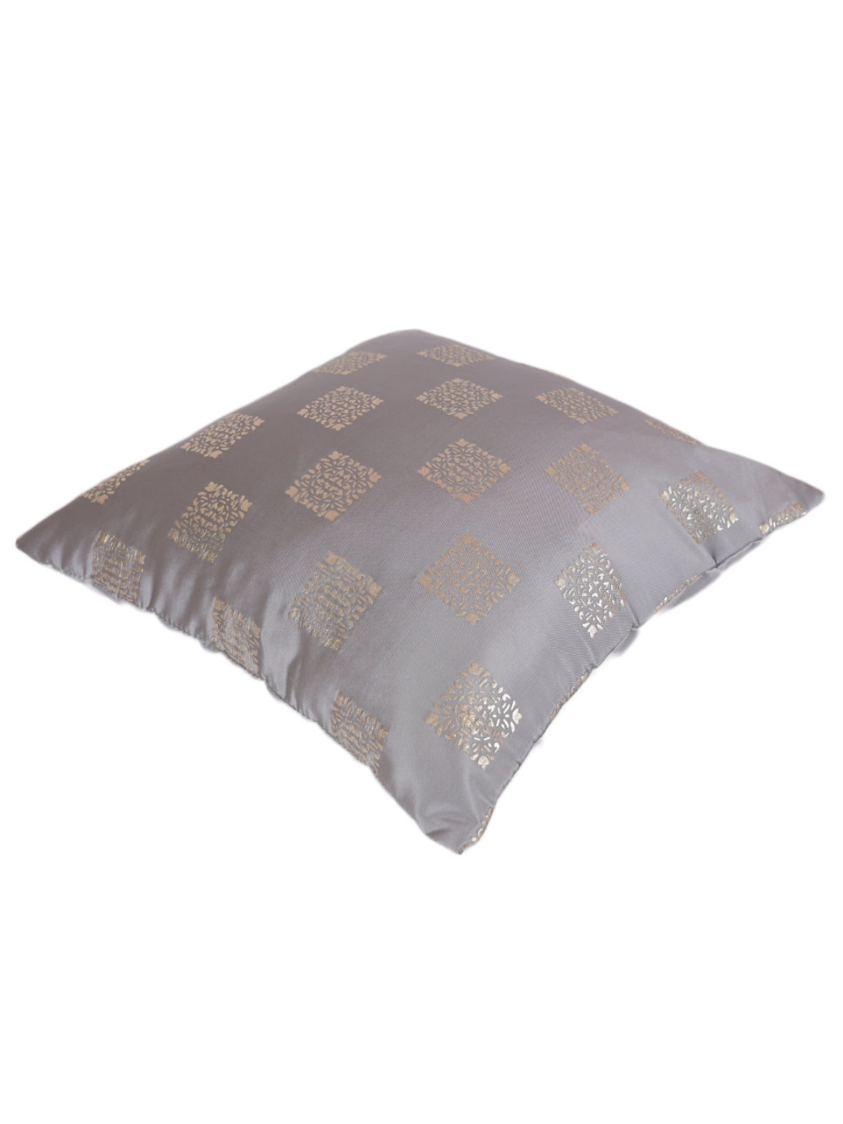 Polyester Ethnic Motifs Design Cushion Covers 16x16 Inches, Set of 5 - Silver