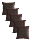 Polyester Geometric Design Cushion Covers 16x16 Inches, Set of 5 - Coffee Brown