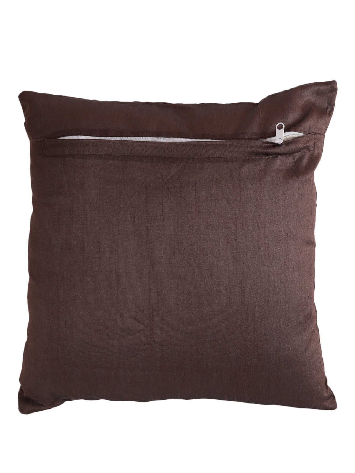 Polyester Geometric Design Cushion Covers 16x16 Inches, Set of 5 - Coffee Brown