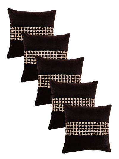 Coffee Brown Set of 5 Velvet 16 Inch x 16 Inch Cushion Covers