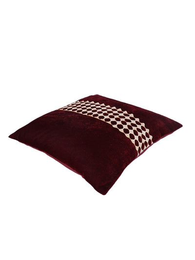 Velvet Geometric Design Cushion Covers 16x16 Inches, Set of 5 - Maroon