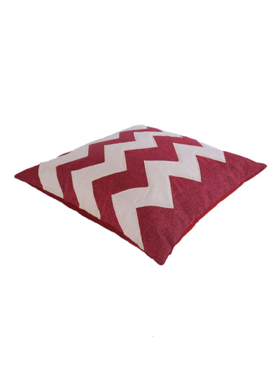 Polyester ZigZag Design Cushion Covers 16x16 Inches, Set of 5 - White & Pink