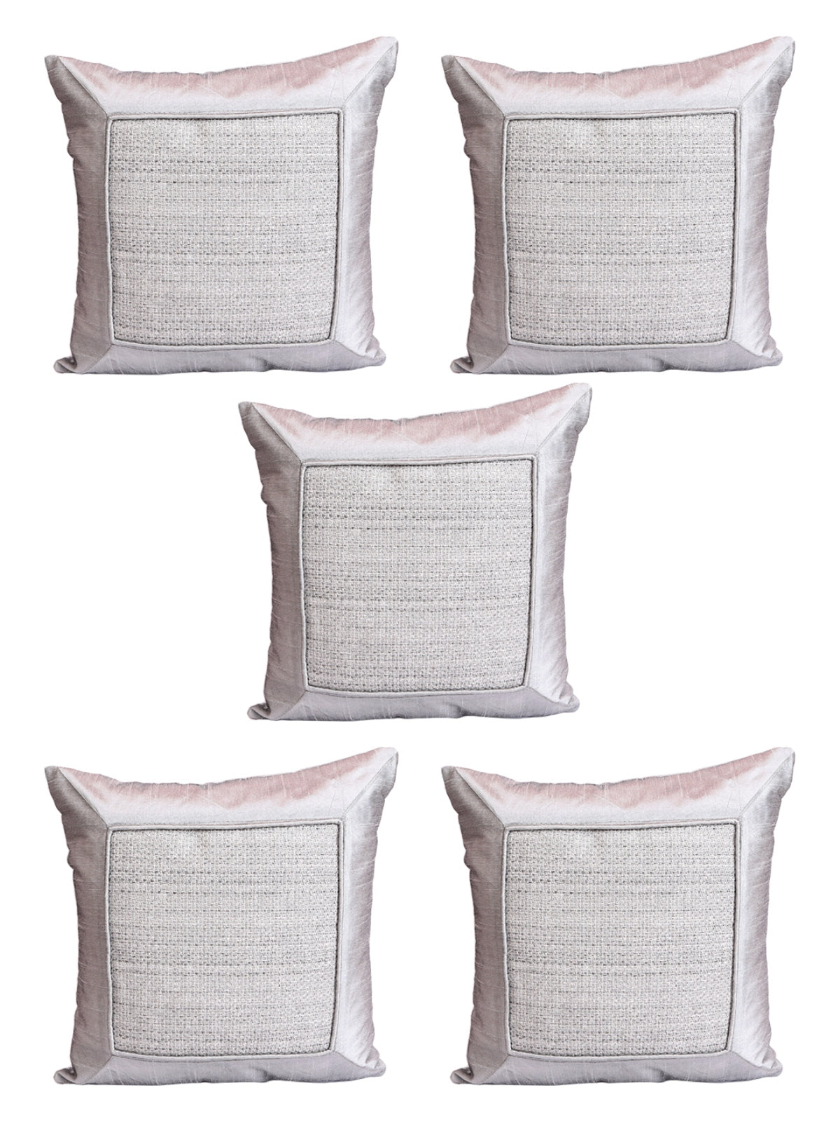 Silver Set of 5 Polyester 16 Inch x 16 Inch Cushion Covers