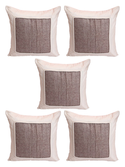 Cream Set of 5 Polyester 16 Inch x 16 Inch Cushion Covers