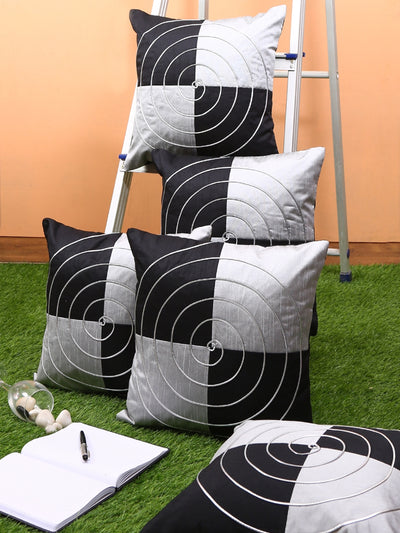 Silver & Black Set of 5 Cushion Covers
