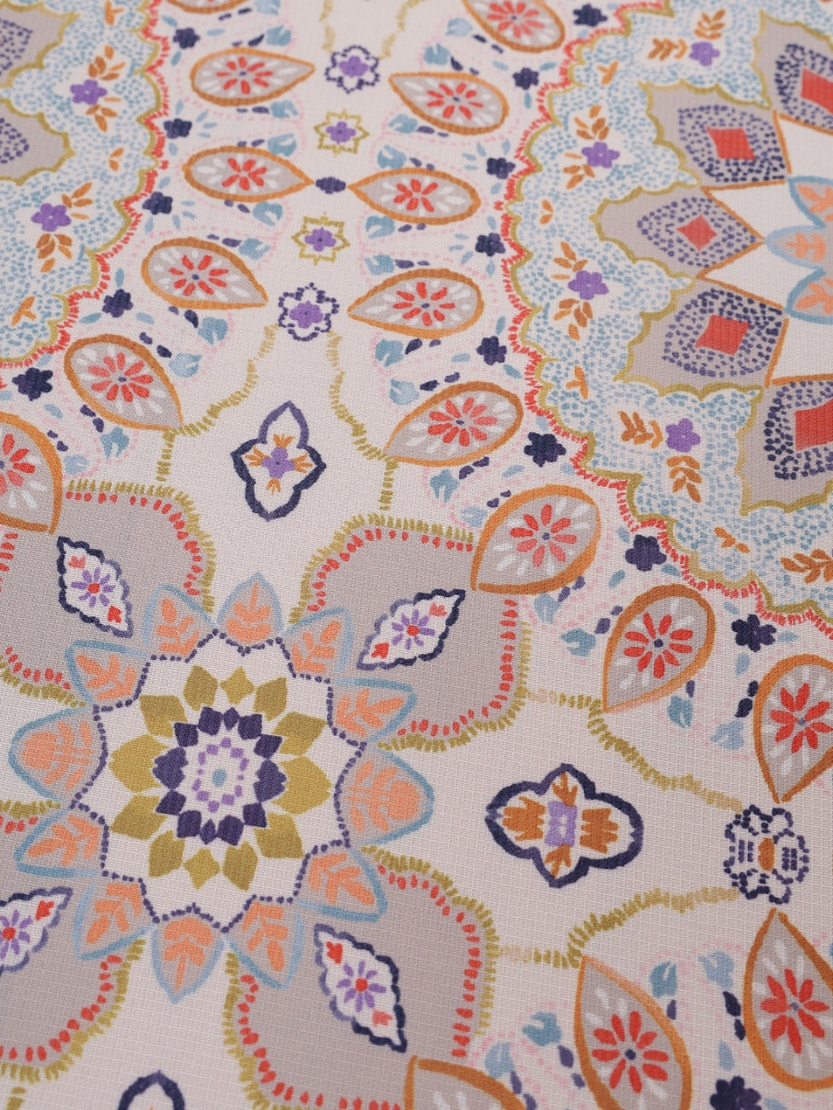 Polyester Mandala Printed Dining Table Cover Cloth 60x90 Inch - Beige