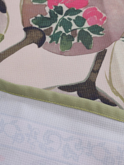 Polyester Floral Printed Dining Table Cover Cloth 60x90 Inch - Beige & Green
