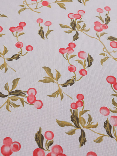 Polyester Floral Printed Dining Table Cover Cloth 60x90 Inch - Cream