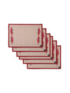 Beige & Maroon Cotton Dining Table Mats/Place Mats - Set of 6