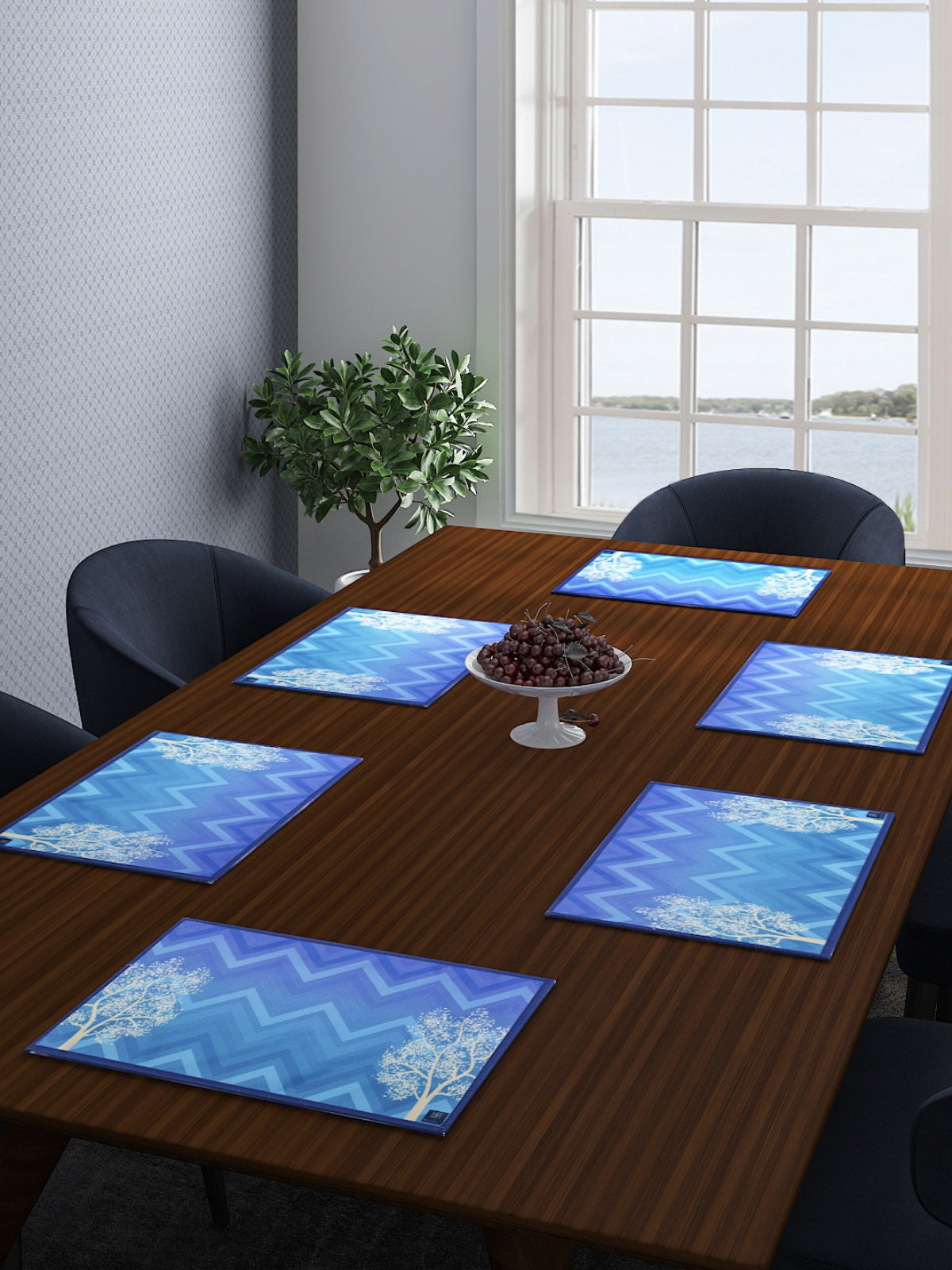 Turquoise Blue Cotton Dining Table Mats/Place Mats - Set of 6