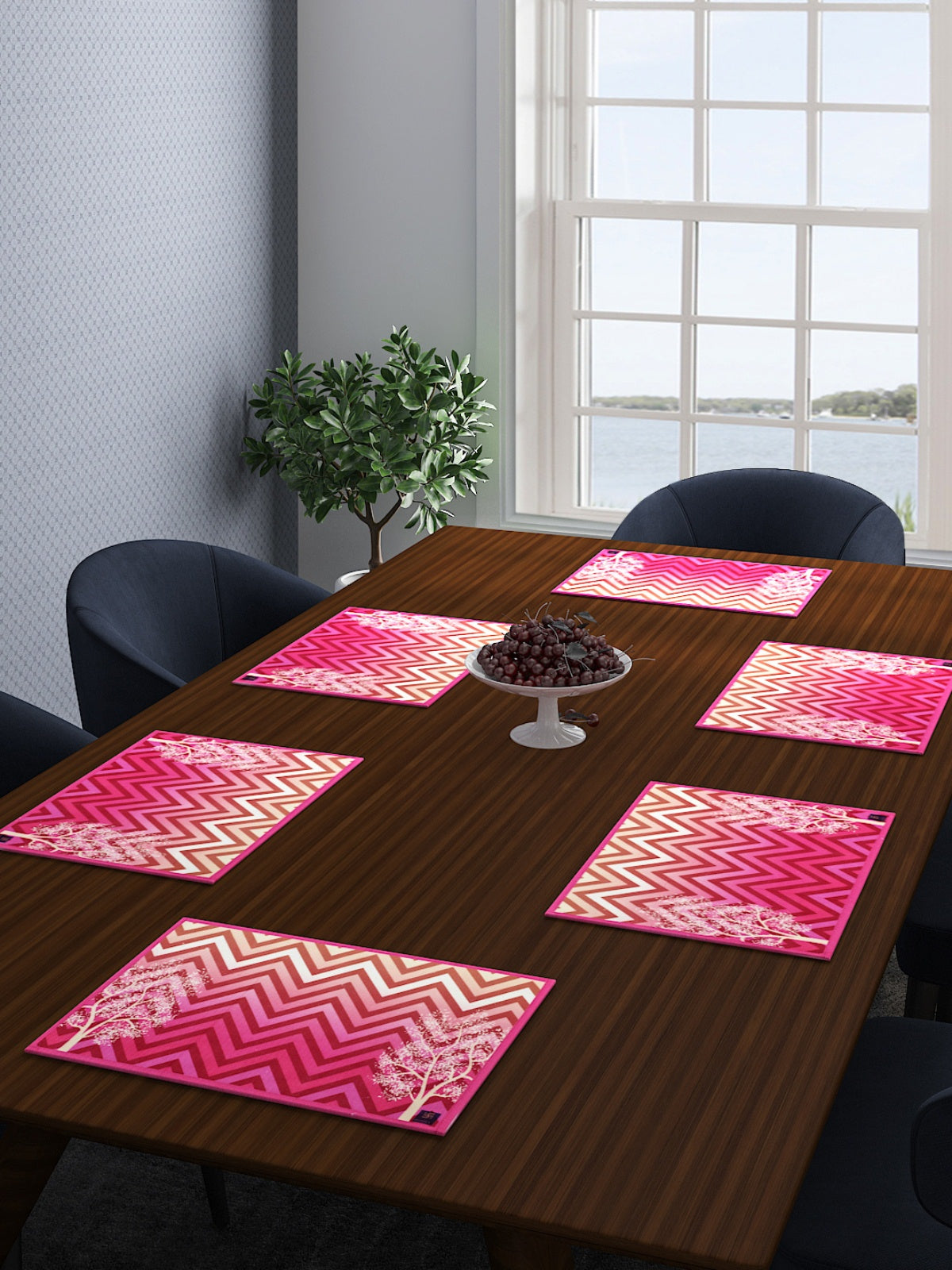Pink Set of 6 Geometric Table Place Mats