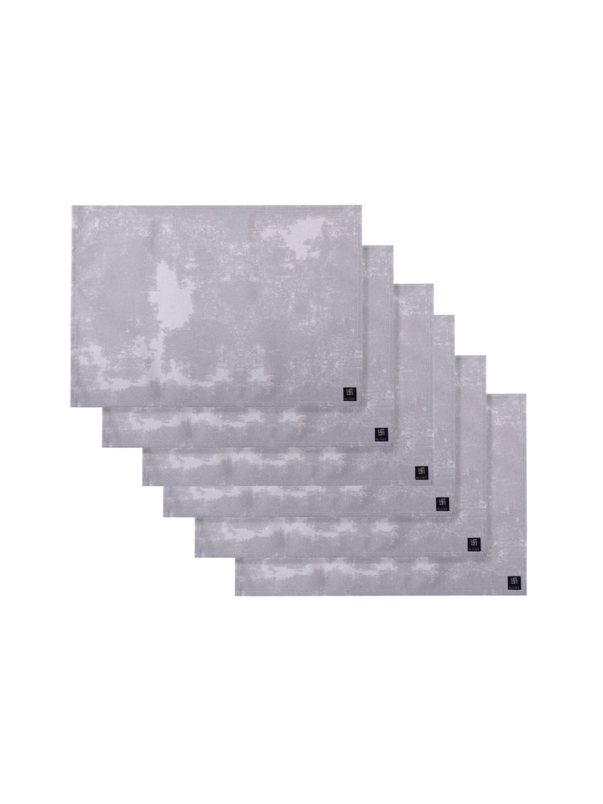 Silver Cotton Dining Table Mats/Place Mats - Set of 6