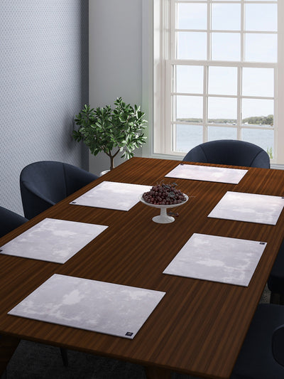 Silver Cotton Dining Table Mats/Place Mats - Set of 6