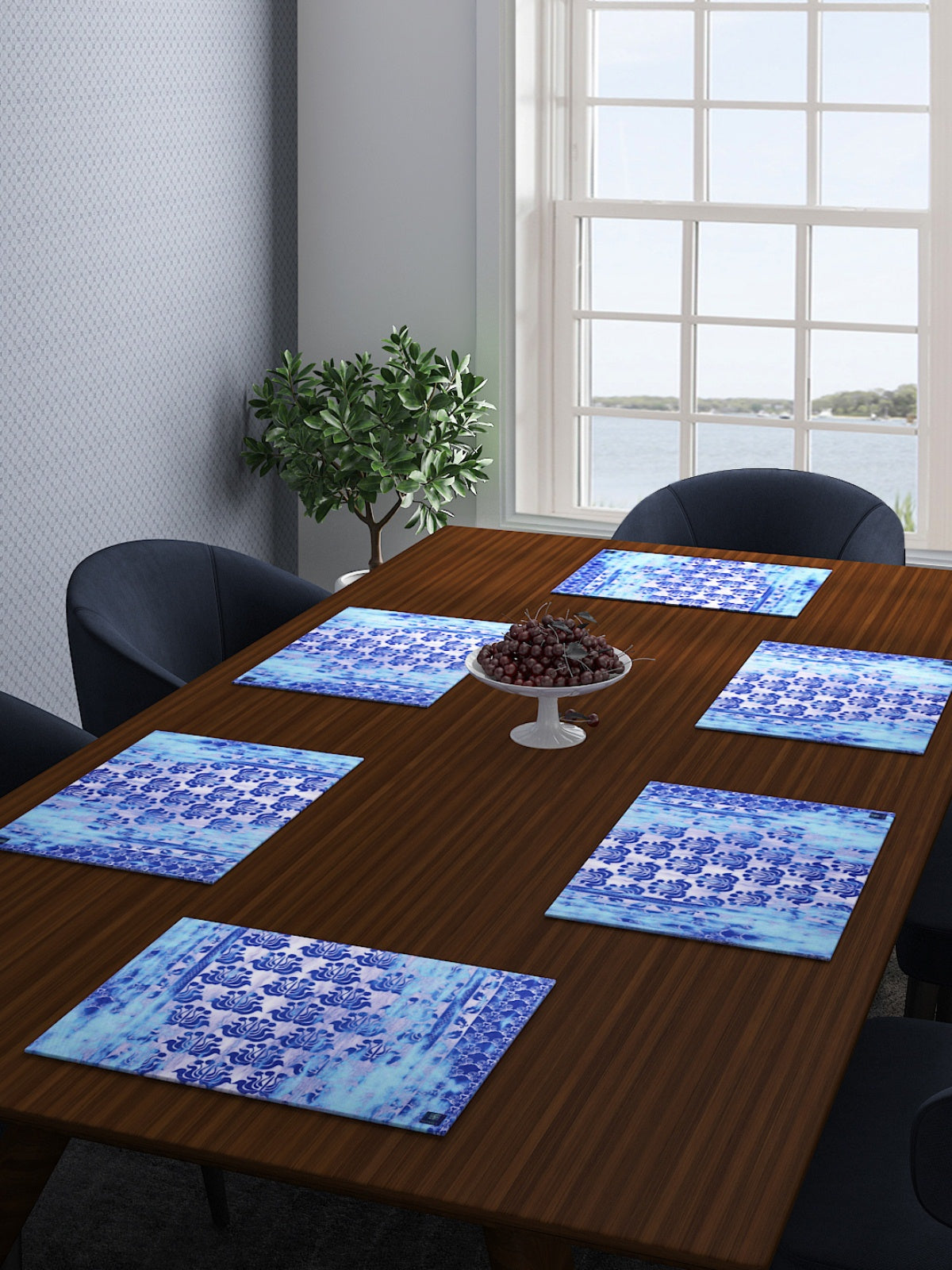 Turquoise Blue Cotton Dining Table Mats/Place Mats - Set of 6