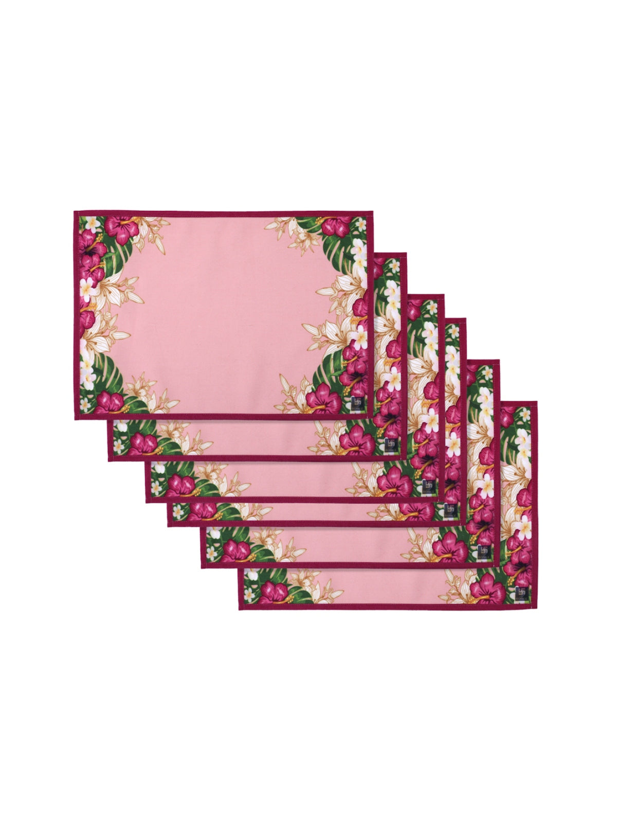Pink Set of 6 Floral Table Place Mats