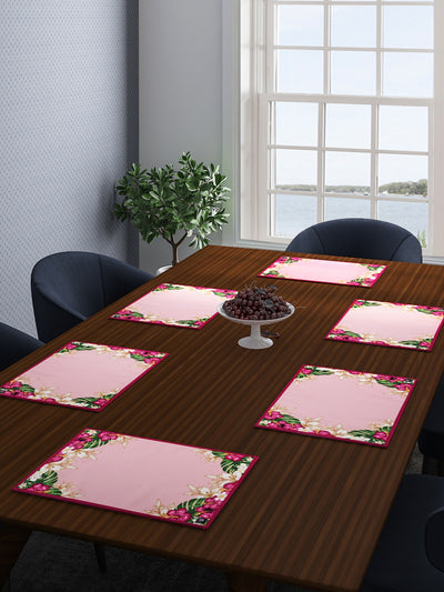 Pink Set of 6 Floral Table Place Mats