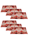 Maroon & Cream Floral Printed Placemat/Table Mat Pack of 6