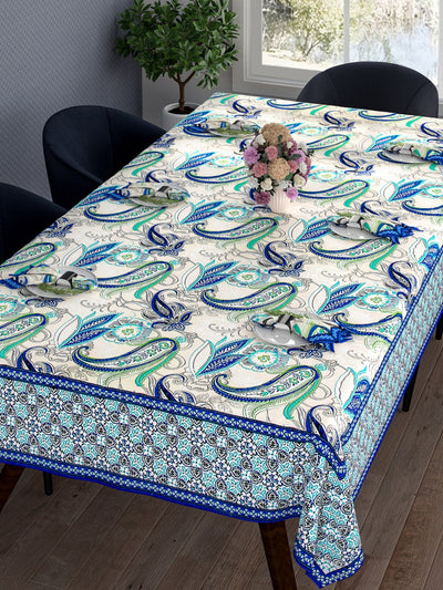 Paisley Printed 9 Dining Table Cover 6 Seater With Napkin
