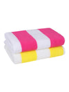 Set of 2 Yellow & Pink Stripes Microfiber Towels