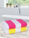 Set of 2 Yellow & Pink Stripes Microfiber Towels