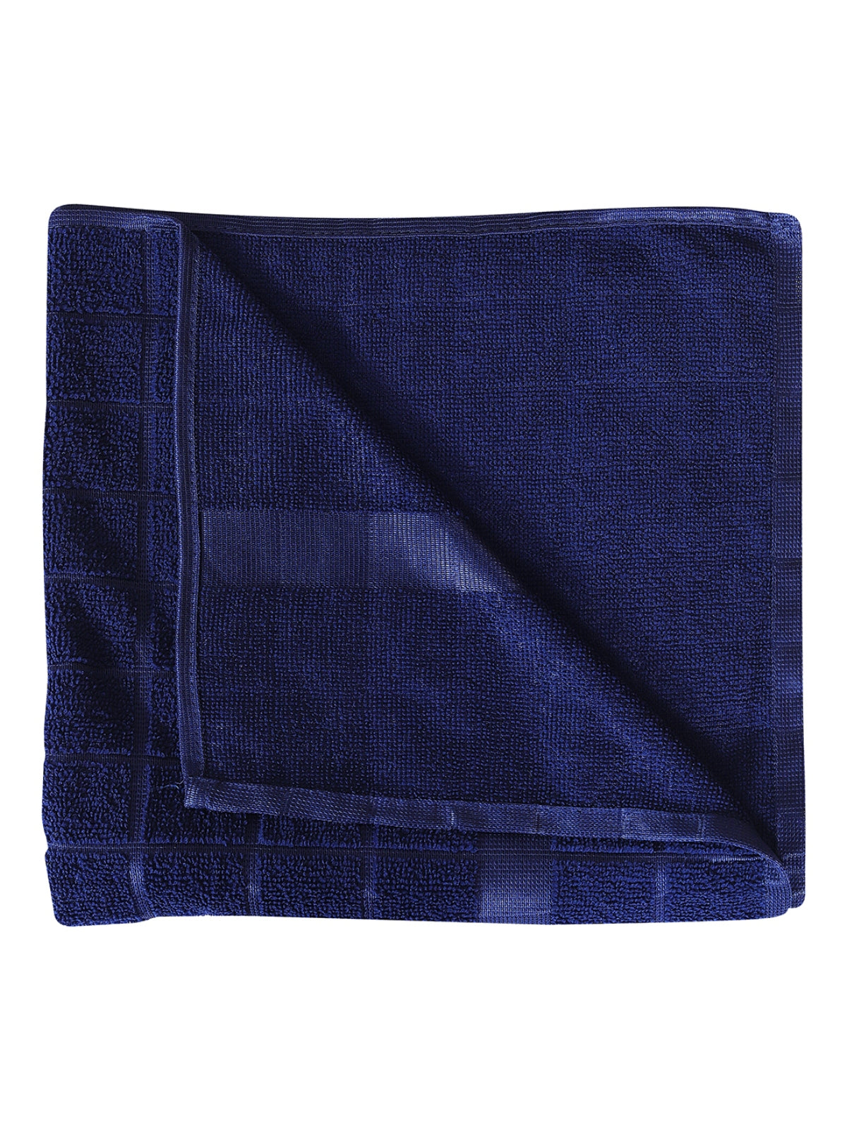 Set of 2 Silver & Navy Blue Checks Microfiber Towels