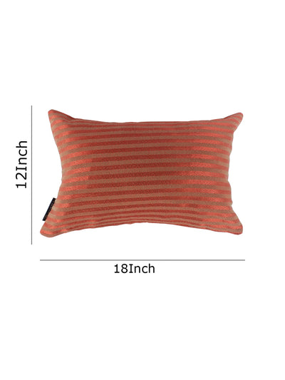 Soft Polycotton Striped Cushion Covers 12 Inch x 18 Inch, Set of 2 - Red & Beige
