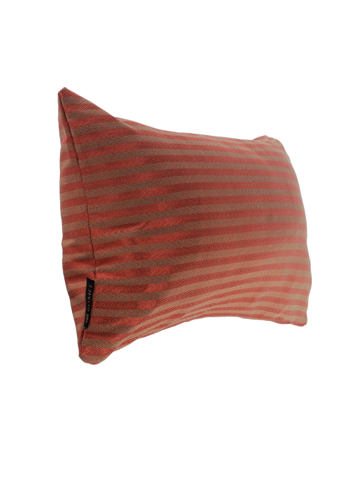 Soft Polycotton Striped Cushion Covers 12 Inch x 18 Inch, Set of 2 - Red & Beige