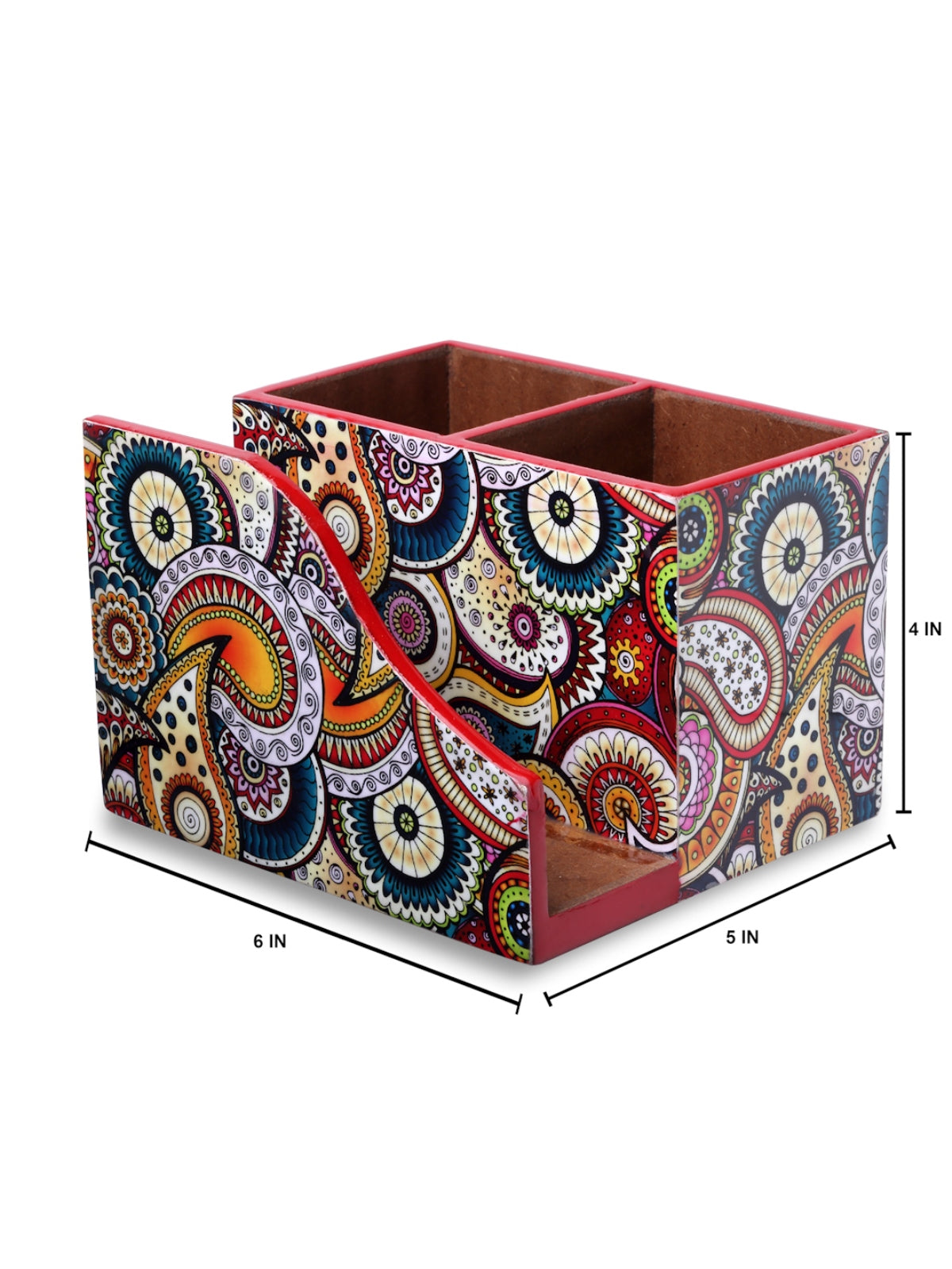 Multicolor Paisley Patterned MDF Tissue Holder & Cutlery Stand