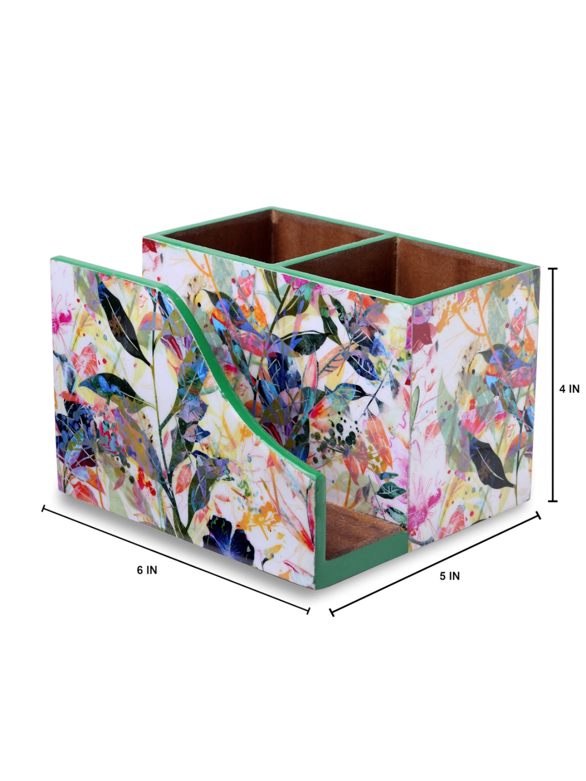 Multicolor Floral Patterned MDF Tissue Holder & Cutlery Stand