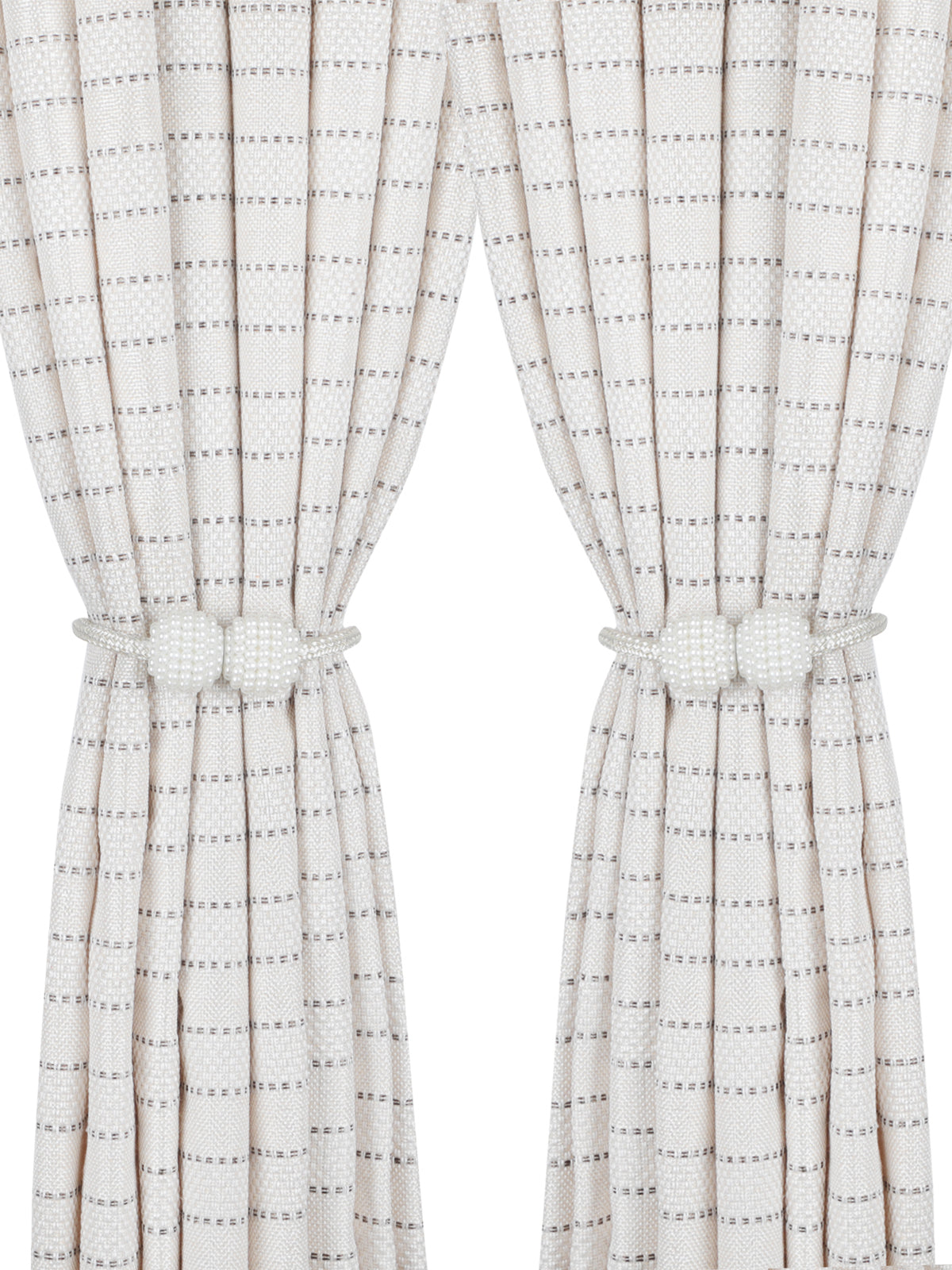 White Polyester Magnetic Set of 2 Magnetic Curtains Tieback