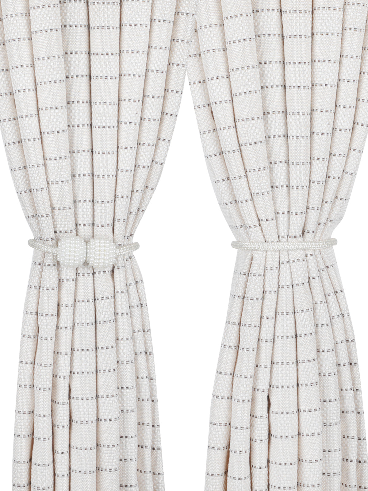 White Polyester Magnetic Set of 2 Magnetic Curtains Tieback