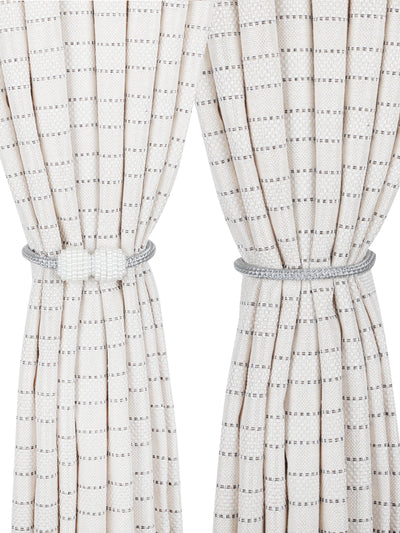 Silver Polyester Magnetic Set of 2 Magnetic Curtains Tieback