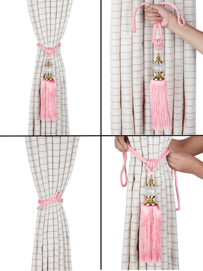 Decorative Curtain Tiebacks Tassel - Set of 2, 23 Inch, Pink