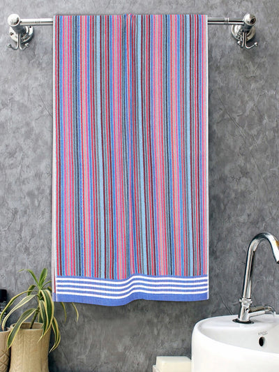 Set of 2 Blue & Pink Stripes Cotton Towels