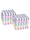 Set of 10 Multicolor Stripes Cotton Hand Towels