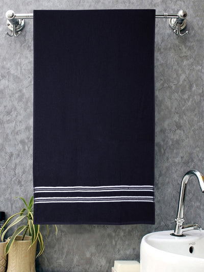 Set of 2 Dark Blue Solid Cotton Towels