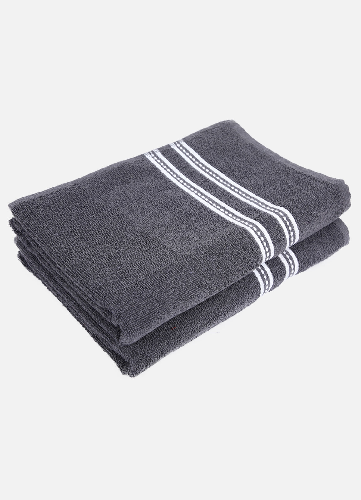Set of 2 Grey Solid Cotton Towels